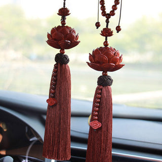 Buddha Gift Tibetan Small Leaf Red Sandalwood Lotus Luck Protection Tassel Decoration