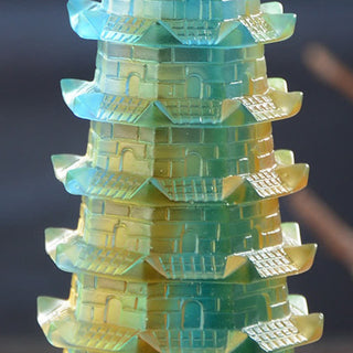Buddha Gift Feng Shui Wenchang Tower Handmade Liuli Crystal Pagoda Art Piece Luck Home Office Decoration