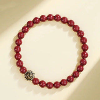 Buddha Gift 925 Sterling Silver Natural Cinnabar Four Beasts Blessing Bracelet