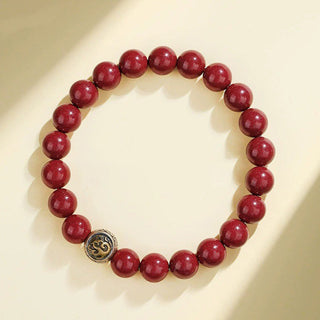 Buddha Gift 925 Sterling Silver Natural Cinnabar Four Beasts Blessing Bracelet