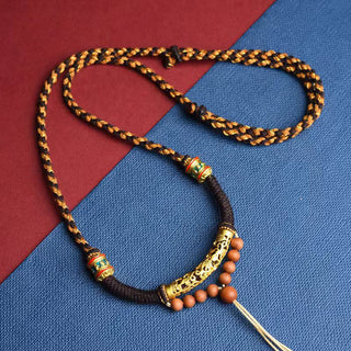 Buddha Gift Tibetan Handmade King Kong Knot Om Mani Padme Hum Prayer Wheel String Necklace Pendant