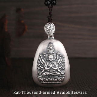 Buddha Gift 999 Sterling Silver Chinese Zodiac Natal Buddha Heart Sutra Engraved Protection Necklace Pendant