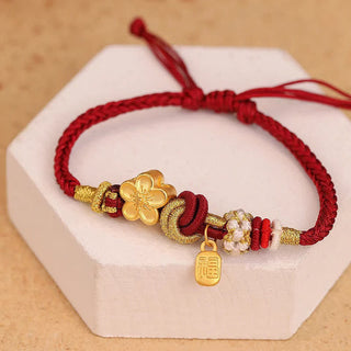 Buddha Gift Peach Blossom Happiness Charm Luck Red String Bracelet