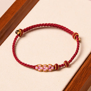 Buddha Gift Handmade Peach Blossom Protection Braided Rope Bracelet