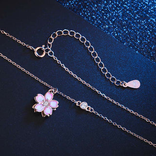 Buddha Gift 925 Sterling Silver Cherry Blossom Flower Rotatable Protection Necklace Pendant