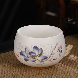 Buddha Gift Dragon Cicada Bamboo Deer Crane Lotus Plum Flower Ceramic Teacup Kung Fu Tea Cup Bowl 185ml