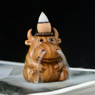 Buddha Gift Green Sandalwood Cute Calf Pattern Meditation Backflow Incense Burner Decoration