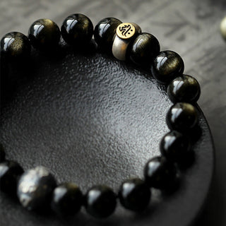 Buddha Gift Chinese Zodiac Natal Buddha Obsidian Purification Bracelet