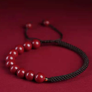 Buddha Gift Natural Cinnabar King Kong Knot Blessing String Bracelet