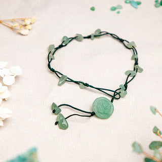 Buddha Gift Amethyst Pink Crystal Green Aventurine Rose Inner Peace Healing Anklet