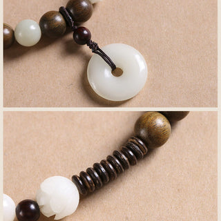 Buddha Gift Bodhi Seed Green Sandalwood Lotus Peace Buckle Harmony Double Wrap Bracelet