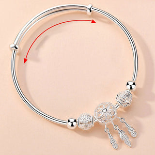 Buddha Gift Tibetan White Copper Blessing Dream Catcher Charm Bracelet