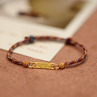 Buddha Gift 925 Sterling Silver Handmade Multicolor String Protection Luck Charm Braid Bracelet