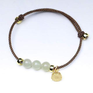 Buddha Gift Natural Jade Lotus Seed Strength Red String Weave Bracelet