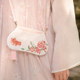 Buddha Gift Luck Embroidery Lotus Koi Fish Rabbit Flower Hanfu Bag Crossbody Bag Shoulder Bag