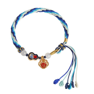 Buddha Gift 925 Sterling Silver Handmade Gourd Blessing String Reincarnation Knot Bracelet