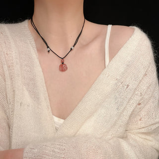 Buddha Gift Strawberry Quartz Lovely Cat Paw Claw Healing Necklace Pendant