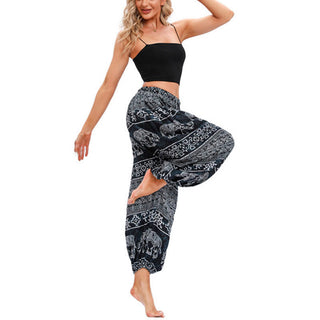 Buddha Gift Elephant Geometry Pattern Casual Loose Harem Trousers Women's Yoga Pants