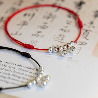 Buddha Gift 925 Sterling Silver Red String Braid Bell Charm Anklet