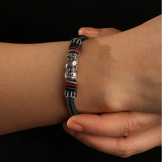 Buddha Gift Handmade 925 Sterling Silver Year Of The Dragon Auspicious Dragon Luck Rope Bracelet