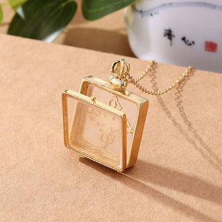 Buddha Gift 24K Gold Plated White Jade Double Dorje Protection Luck Necklace Pendant