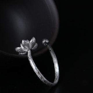 Buddha Gift 925 Sterling Silver Lotus Flower Blessing Ring