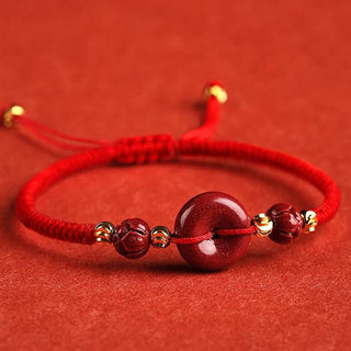 Buddha Gift Handmade Lotus Cinnabar Peace Buckle Blessing Braid Bracelet