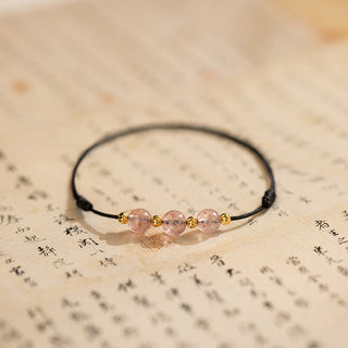 Buddha Gift Strawberry Crystal Beads Luck Red String Anklet