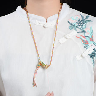 Buddha Gift Colorful String Copper Wealth Necklace Pendant