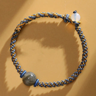 Buddha Gift Handmade Red Agate Amethyst Golden Rutilated Quartz Pink Crystal Bead Calm Braided Bracelet