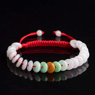 Buddha Gift Round Jade Lucky Red String Weave Bracelet