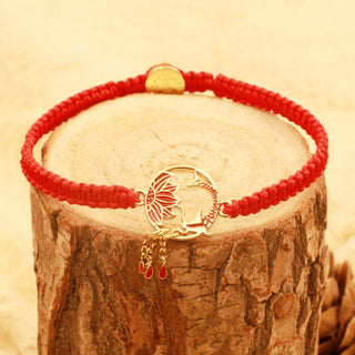 Buddha Gift Tibetan Handmade Lotus Koi Fish Lucky Red String Bracelet