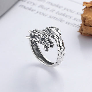 Buddha Gift 925 Sterling Silver Year Of The Dragon Luck Strength Adjustable Metal Ring
