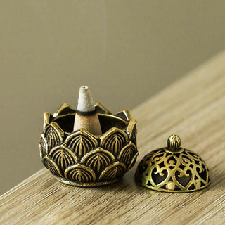 Buddha Gift Tibetan Mini Lotus Pattern Meditation Copper Incense Burner