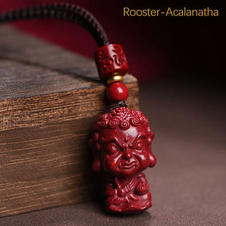 Buddha Gift Chinese Zodiac Natal Buddha Natural Cinnabar Amulet Keep Away Evil Spirits Necklace Pendant