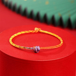 Buddha Gift Handcrafted Colorful Purple Gold Red Braid Rope Bracelet