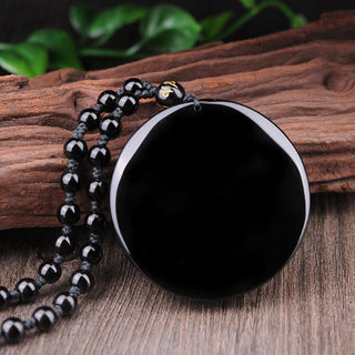 Buddha Gift Bagua Dragon Phoenix Obsidian Fulfilment Pendant Necklace