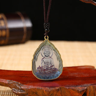 Buddha Gift Tibetan Buddha Liuli Crystal Serenity Necklace Pendant