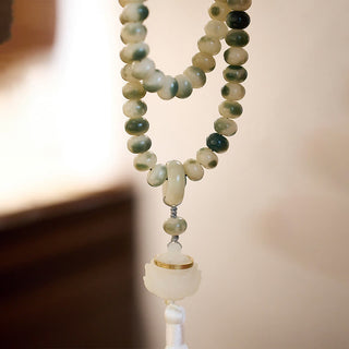 Buddha Gift Natural 108 Mala Beads Bodhi Seed Lotus Engraved Wisdom Tassel Bracelet