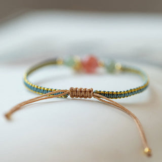 Buddha Gift Red Agate Jade Lotus Confidence Calm String Bracelet