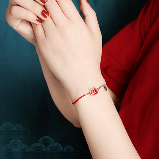 Buddha Gift 925 Sterling Silver Color-changing Chinese Zodiac Luck Protection Red String Chain Bracelet