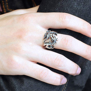 Buddha Gift Dragon Pattern Protection Strength Adjustable Ring