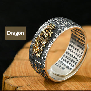 Buddha Gift Chinese Zodiac Natal Buddha Wealth Luck Adjustable Ring