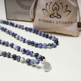 Buddha Gift Natural Blue Aventurine Lotus Peace Necklace Bracelet