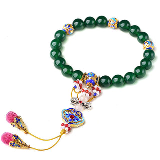 Buddha Gift Natural Green Agate Wrist Mala Success Charm Pocket Mala Car Decoration