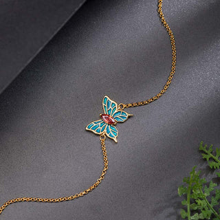 Buddha Gift 925 Sterling Silver Butterfly Zircon Love Chain Bracelet