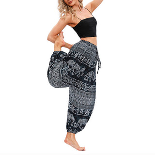 Buddha Gift Elephant Geometry Pattern Casual Loose Harem Trousers Women's Yoga Pants