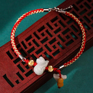 Buddha Gift Chinese Zodiac Jade Prosperity Red String Bracelet Anklet