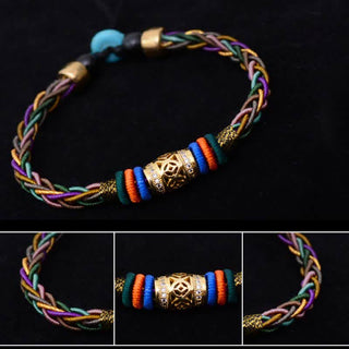 Buddha Gift Tibetan Handmade Eight Thread Knot Copper Coin Luck Weave String Bracelet