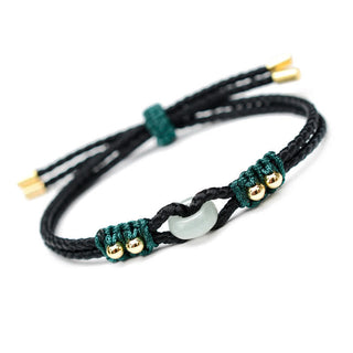 Buddha Gift Round Peace Buckle Jade Abundance Wealth String Bracelet